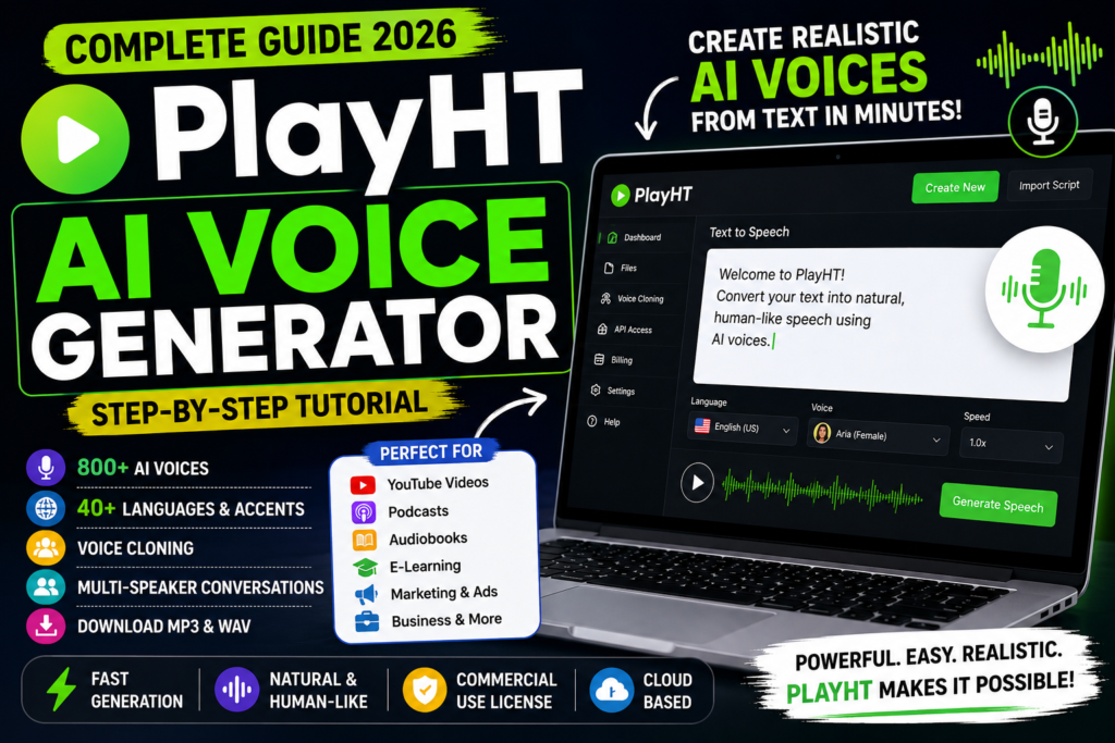 PlayHT AI Voice Generator: Complete Beginner’s Guide (2026)