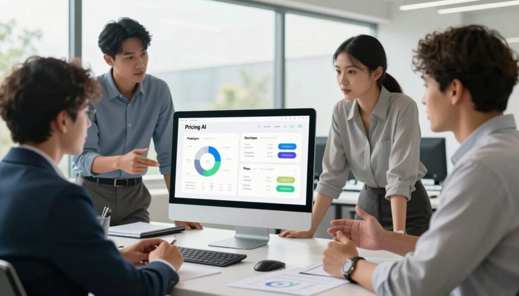 A modern office workspace featuring a sleek computer setup displaying dynamic charts and graphs representing pricing plans for Windsurf AI. In the foreground, a diverse group of professionals - two men and two women dressed in smart business attire - are discussing the pricing structure with enthusiasm. The middle ground includes a well-organized desk with documents and a tablet, showcasing key pricing features. The background shows a large window with a bright, sunny exterior, casting soft natural light into the room, enhancing the professional atmosphere. The mood is collaborative and forward-thinking, with a focus on innovation and technology. The image should be vibrant and inviting, creating a sense of excitement around the topic of Pricing for Windsurf AI. A modern office workspace featuring a sleek computer setup displaying dynamic charts and graphs representing pricing plans for Windsurf AI. In the foreground, a diverse group of professionals - two men and two women dressed in smart business attire - are discussing the pricing structure with enthusiasm. The middle ground includes a well-organized desk with documents and a tablet, showcasing key pricing features. The background shows a large window with a bright, sunny exterior, casting soft natural light into the room, enhancing the professional atmosphere. The mood is collaborative and forward-thinking, with a focus on innovation and technology. The image should be vibrant and inviting, creating a sense of excitement around the topic of Pricing for Windsurf AI.