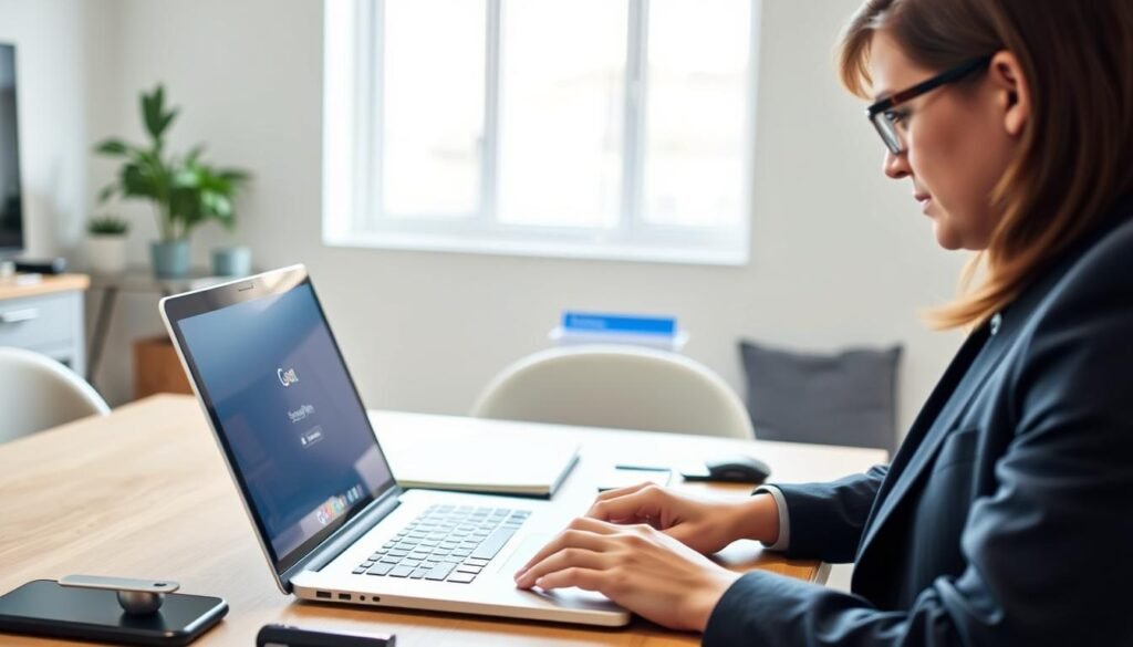 A modern workspace featuring a sleek laptop open to the Google Veo 3.1 interface, showcasing a user-friendly login screen with clean lines and vibrant colors. In the foreground, a professional individual dressed in smart casual attire, focused on the screen, with a thoughtful expression. The middle ground includes a well-organized desk with a notepad, coffee cup, and a few tech accessories, suggesting an engaging online experience. In the background, a light-filled room with soft, diffused natural light coming through a window, creating a warm and inviting atmosphere. The image captures a sense of productivity and excitement about using technology, emphasizing the innovative features of Google Veo 3.1. A modern workspace featuring a sleek laptop open to the Google Veo 3.1 interface, showcasing a user-friendly login screen with clean lines and vibrant colors. In the foreground, a professional individual dressed in smart casual attire, focused on the screen, with a thoughtful expression. The middle ground includes a well-organized desk with a notepad, coffee cup, and a few tech accessories, suggesting an engaging online experience. In the background, a light-filled room with soft, diffused natural light coming through a window, creating a warm and inviting atmosphere. The image captures a sense of productivity and excitement about using technology, emphasizing the innovative features of Google Veo 3.1.