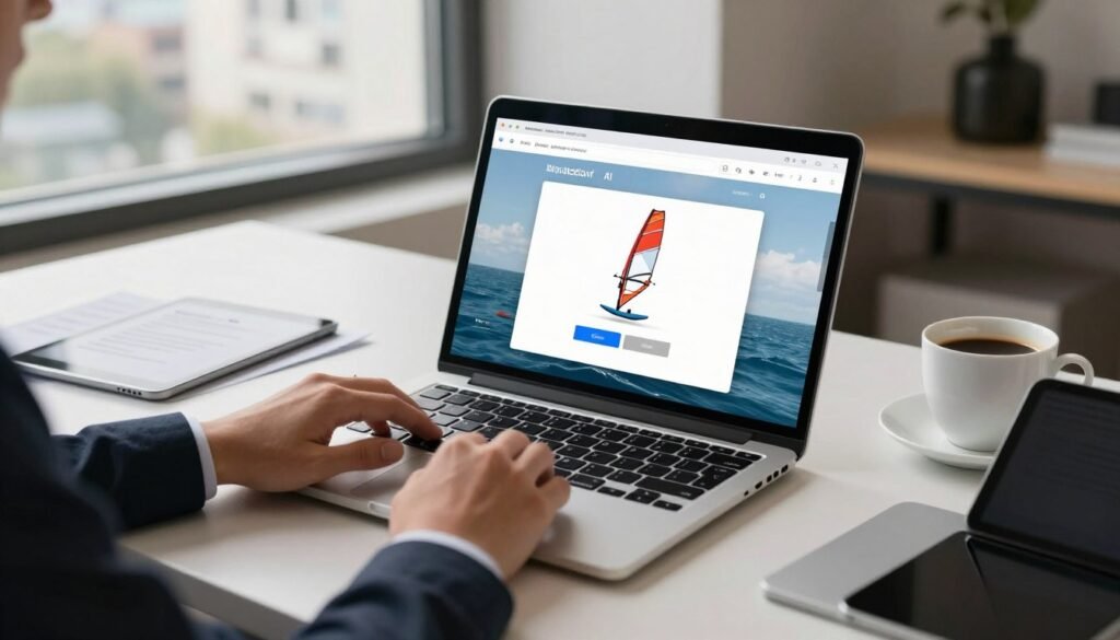 A sleek workspace showcasing a high-resolution laptop displaying the Windsurf AI installation interface on the screen. In the foreground, a person's hands dressed in professional business attire are interacting with the laptop, illustrating the installation process. Soft, diffused natural light from a window highlights the elegant, modern decor of the workspace. In the middle ground, a neatly organized desk with a tablet, installation manual, and a cup of coffee complements the tech-savvy atmosphere. In the background, a blurred view of a calming cityscape outside, giving a sense of ambition and productivity. The overall mood is focused and professional, emphasizing clarity and ease in the installation process. A sleek workspace showcasing a high-resolution laptop displaying the Windsurf AI installation interface on the screen. In the foreground, a person's hands dressed in professional business attire are interacting with the laptop, illustrating the installation process. Soft, diffused natural light from a window highlights the elegant, modern decor of the workspace. In the middle ground, a neatly organized desk with a tablet, installation manual, and a cup of coffee complements the tech-savvy atmosphere. In the background, a blurred view of a calming cityscape outside, giving a sense of ambition and productivity. The overall mood is focused and professional, emphasizing clarity and ease in the installation process.