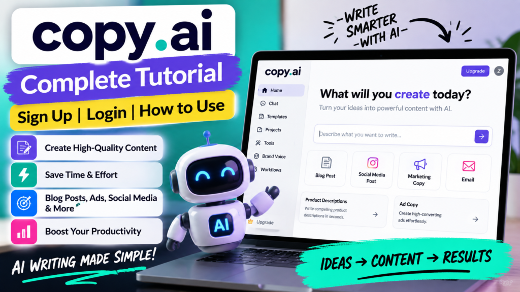 Copy.ai Tutorial: How to Use Copy.ai, Sign Up & Features